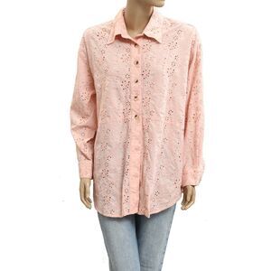 La Maregold The Bianca Shirt Tunic Top Buttondown Eyelet Embroidered XS/S 283414